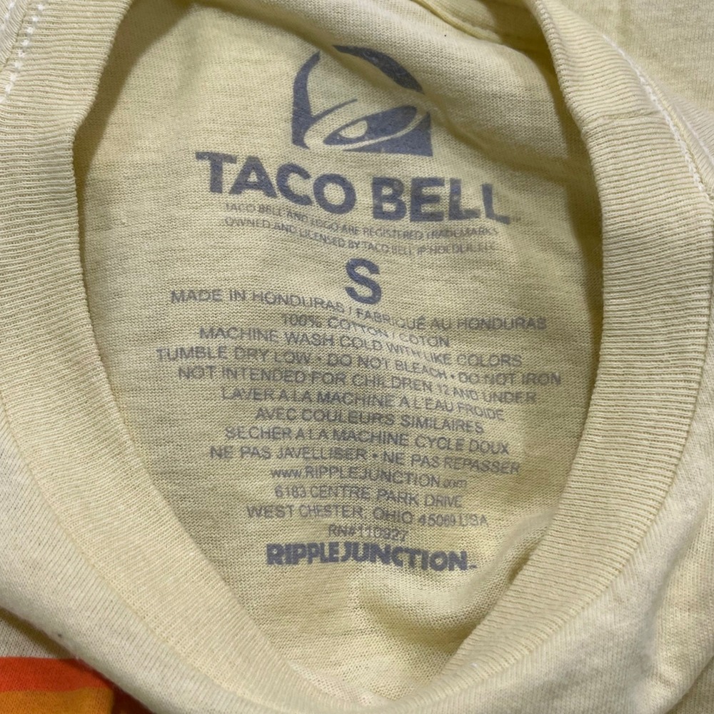 Taco Bell Graphic Retro Rainbow Yellow Athletic Fit T-Shirt Small Official NWT - Picture 4 of 6